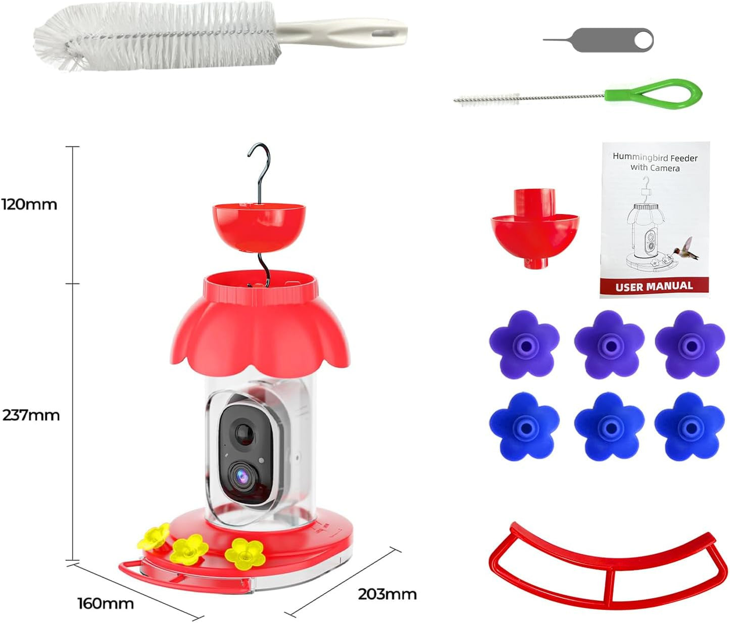 Hummingbird Feeder with Camera,Wireless Smart Bird Feeders for Outdoors Video Watching AI Camera with Auto Capture Videos & Motion Detection Ideal Gift for Bird Lovers