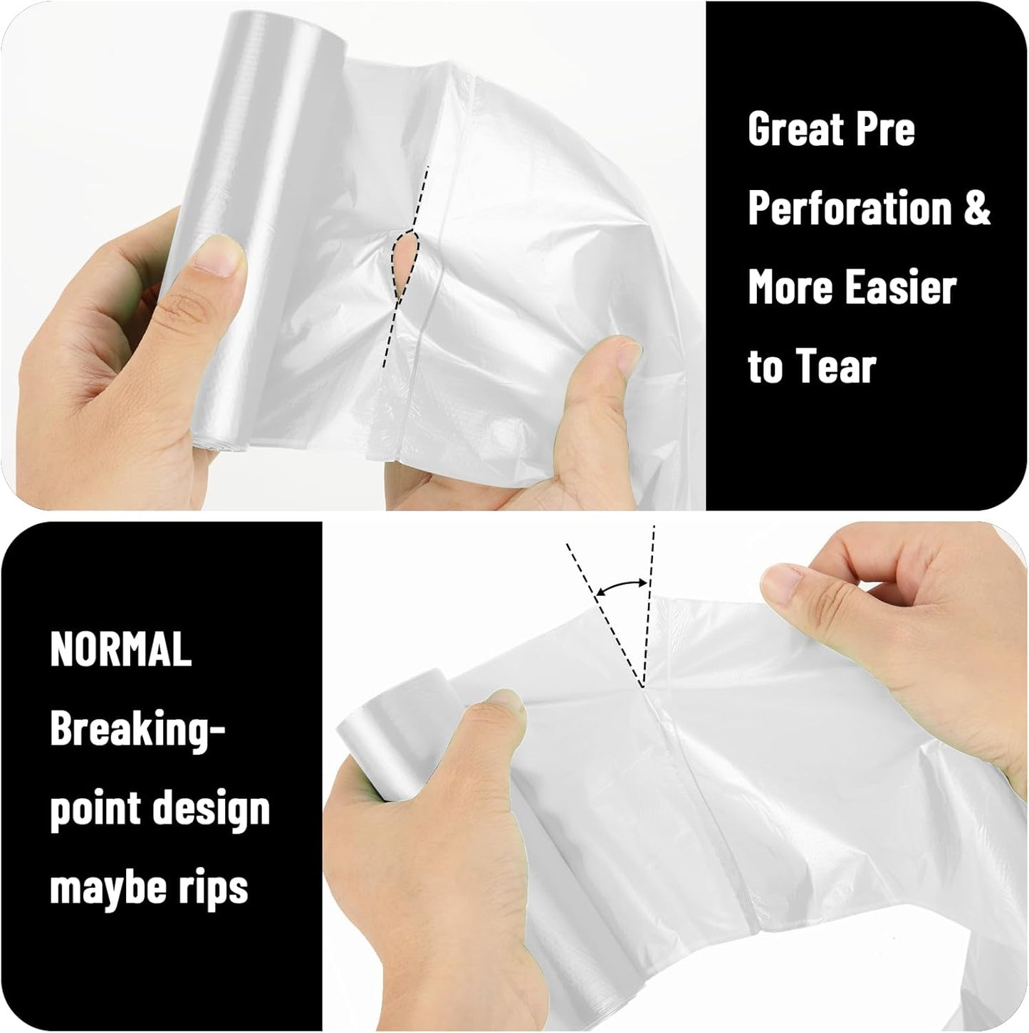 220Counts Small Trash Bags 4 Gallon, Flexible & Durable Small Garbage Bags, Unscented & Easy Tearing 4 Gallon Trash Bag for Kitchen, Bathroom, Bedroom, Office, Transparent,0.3Mil