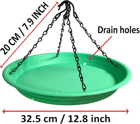 Large Hanging Bird Feeder Tray, Platform Seed Tray for Bird Feeders, Outdoor Garden Decoration for Backyard Attracting Wild Birds - Green
