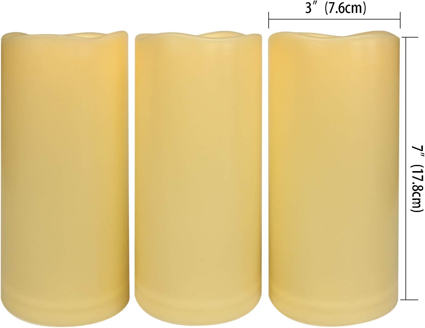 3PCS 7" Waterproof LED Flameless Timer Candles, 1000 Hours Long Battery Life/Flickering Battery Operated Electric Outdoor LED Large Pillar Candle for Outside Lantern Festival Decor etc.