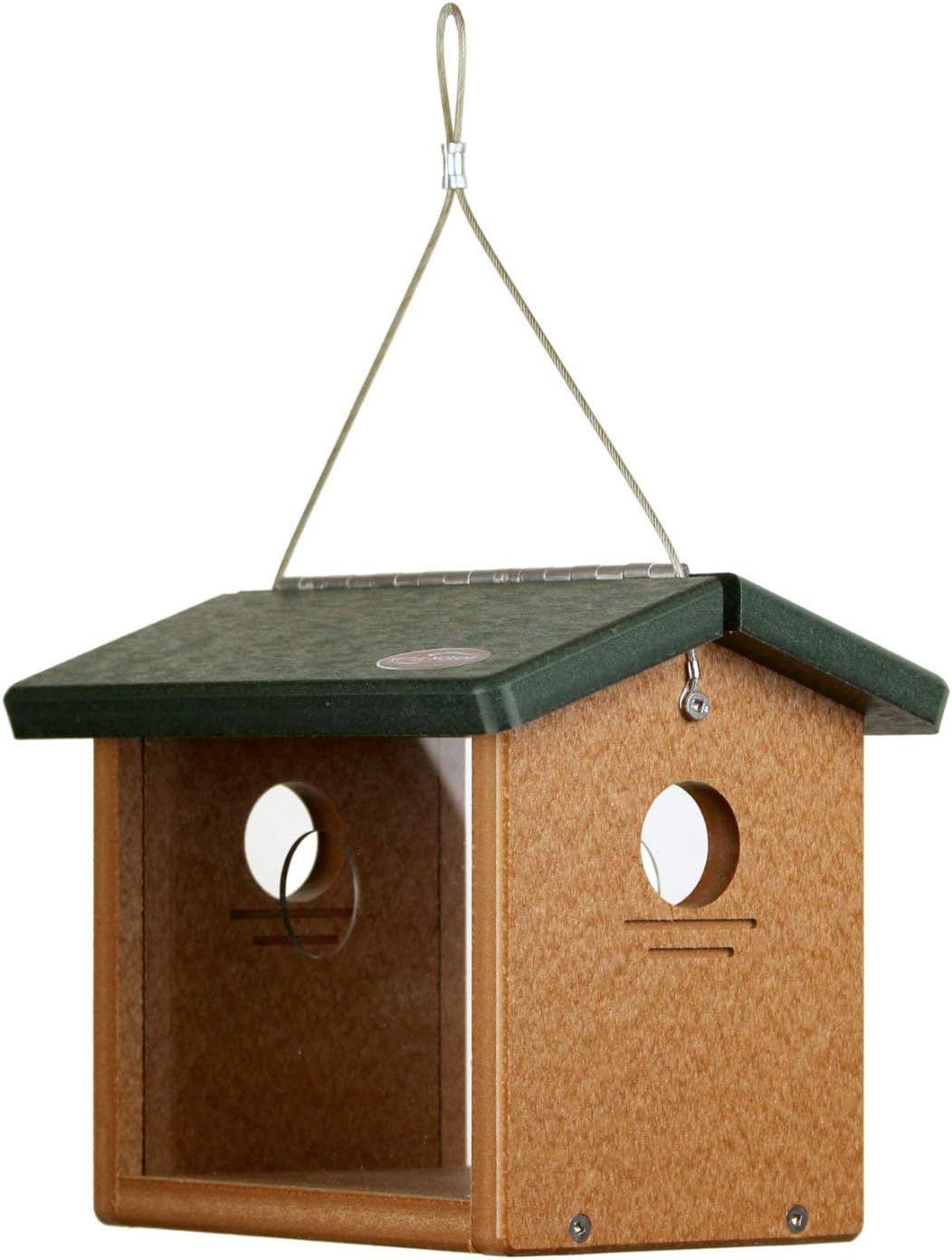 Kettle Moraine Recycled Bluebird Mealworm Feeder Hang or Mount (Green, Cedar)