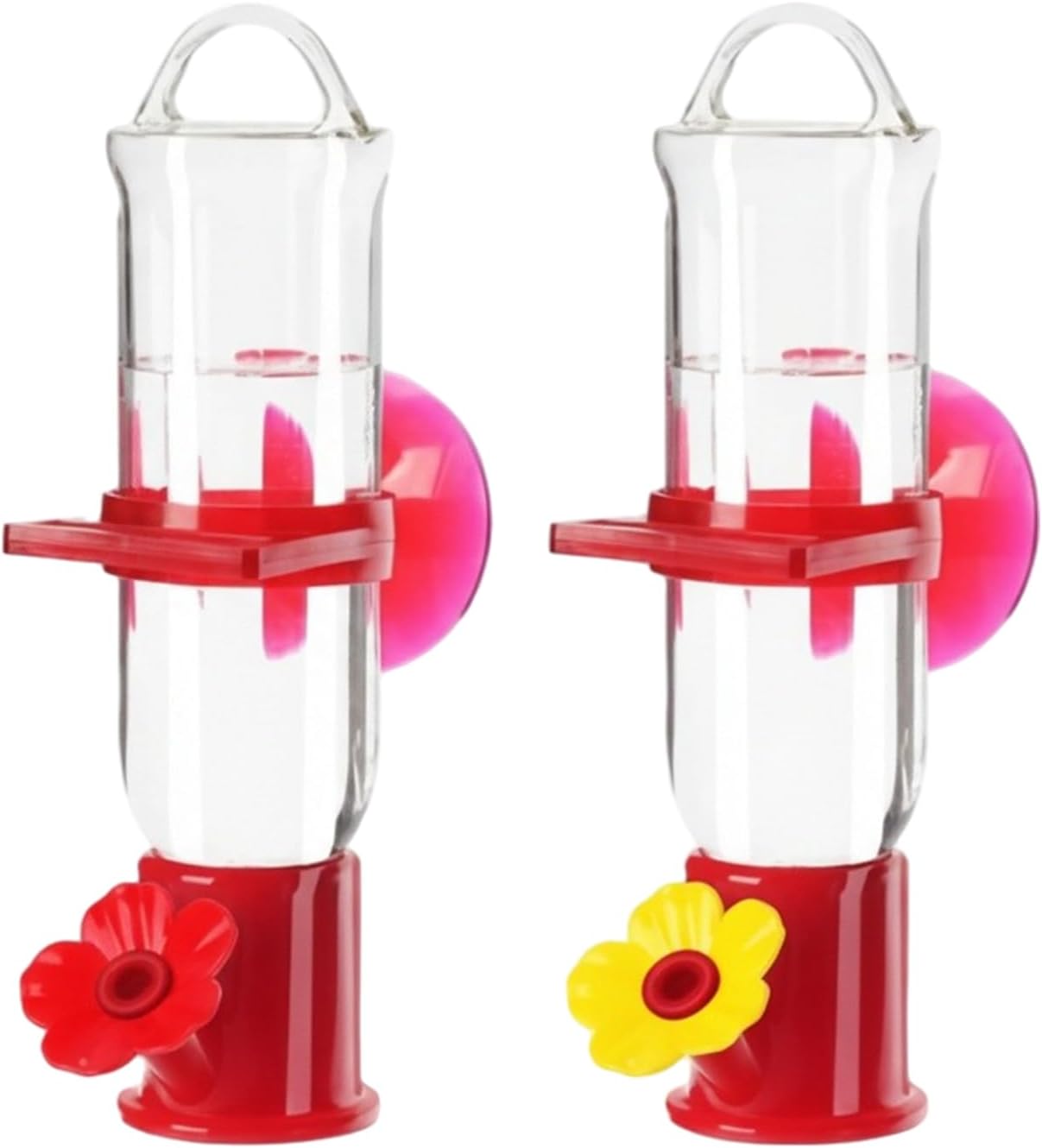 Hummingbird Feeder Window - 2 Pack Clear Suction Cup Waterer, Flower Ports Design Small Feeder, Bird Watching Accessory for House, Garden, Balcony, Outdoor Winter Viewing