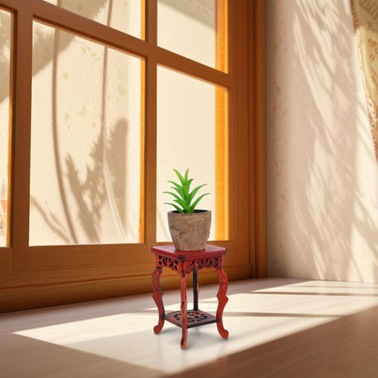 Garneck Wood Plant Stand Unique Design Small Decorative Pedestal Base for Indoor Plants 100% Natural Wood for Home and Garden Decoration