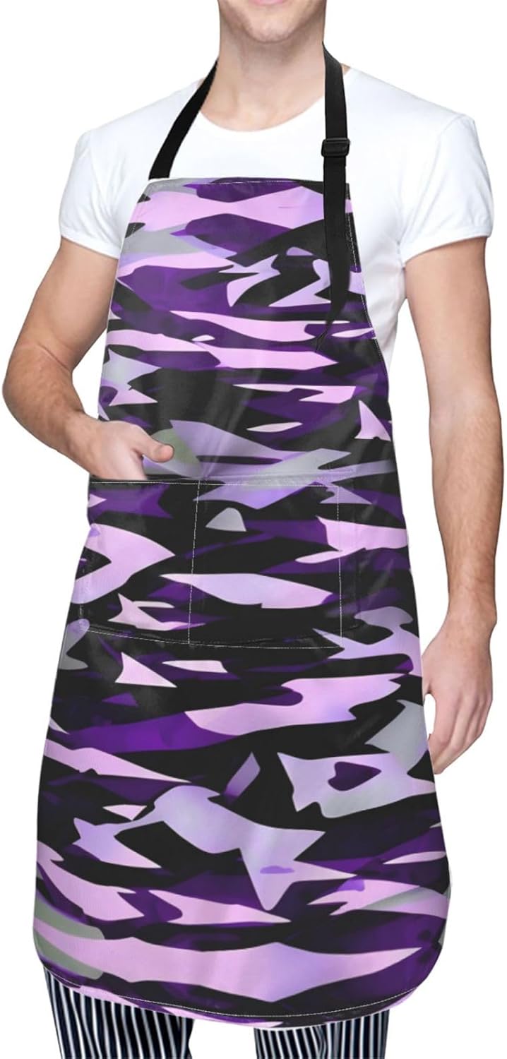 American Camouflage Purple print Waterproof chef's apron with pocket apron for kitchen cooking baking barbecue and gardening