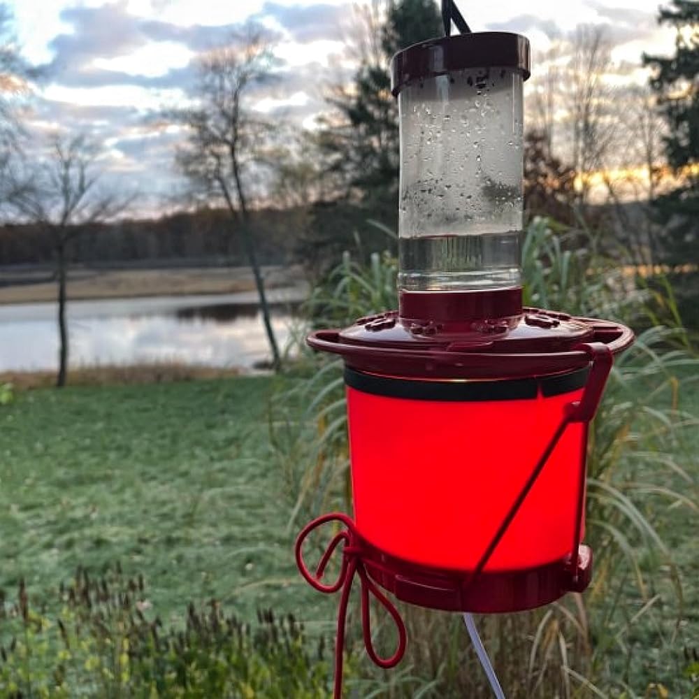 Hummingbird Feeder Heater Outdoors, Bird Feeder Hearth Warmer Attaches to Feeder Bottom, Hummingbird Nectar Warmer for Garden Patio Yard in Freezing Weather (Red)