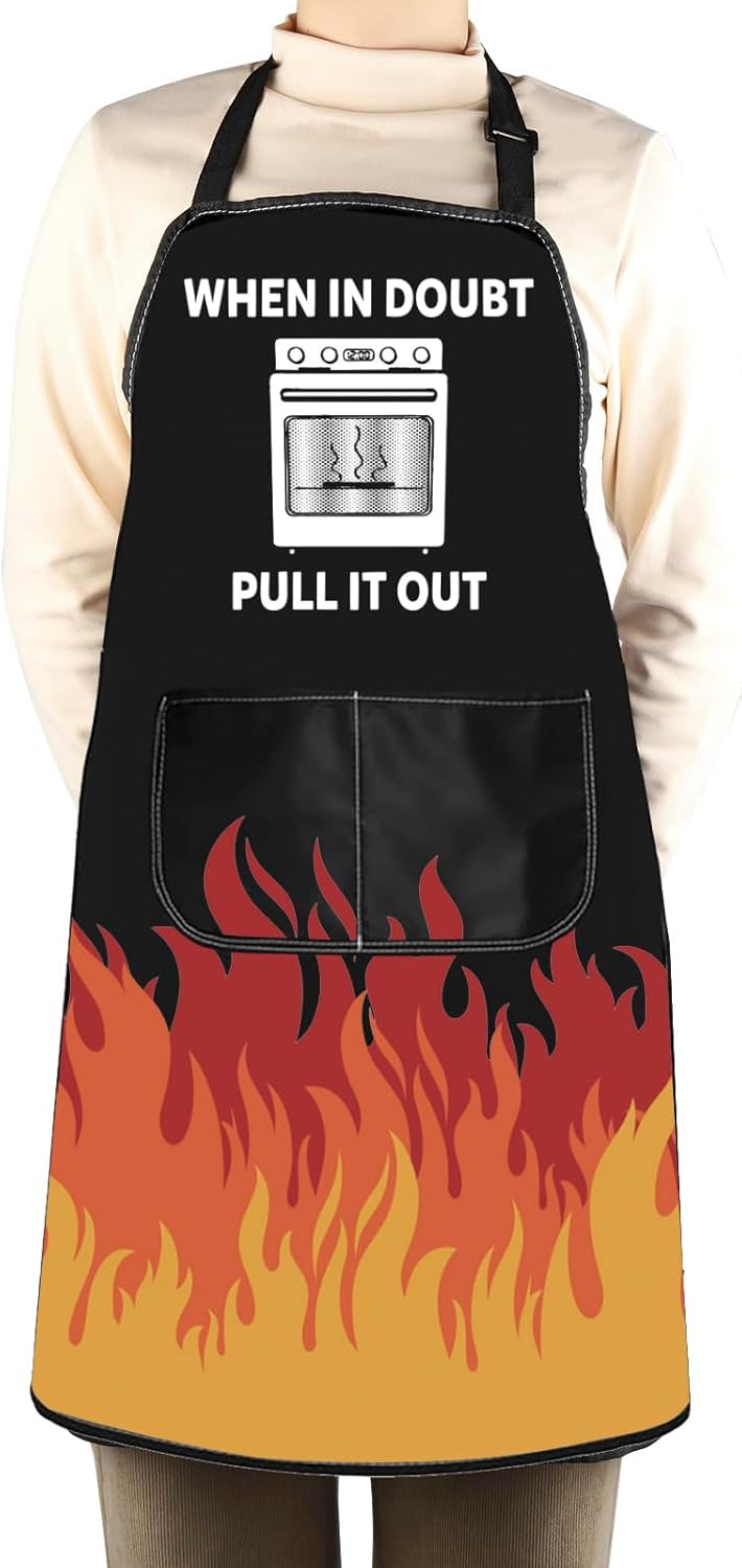 WCGXKO Funny Oven Kitchen Apron Offensive Merch Funny Housewarming Gift Cookiing Baking BBQ Merch