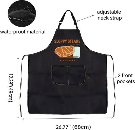 WCGXKO TV Show Inspired Kitchen Apron Sloppy Steaks Gift Truffoni’s Steacks ITYSL Fans Gift for TV Show Fans