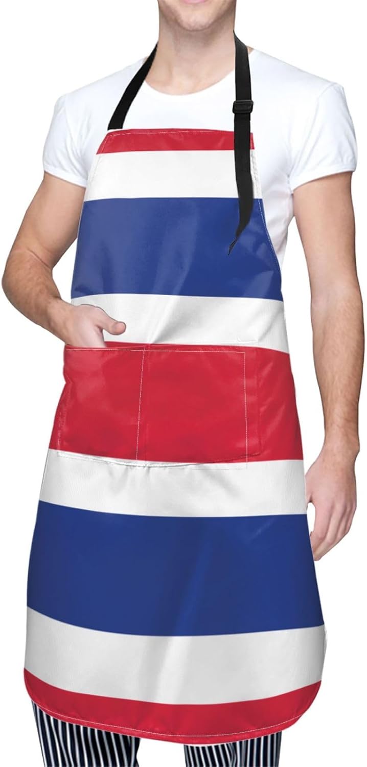 Flag of Costa Rica print Waterproof chef's apron with pocket apron for kitchen cooking baking barbecue and gardening