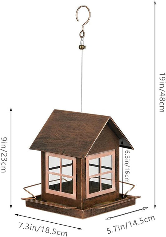 Bird Feeder House 18.5x14.5x23cm, Large Capacity Metal Feeding Station for Wild Birds, Suitable for Cockatiels, Finches, Lovebirds, Budgies, Canaries