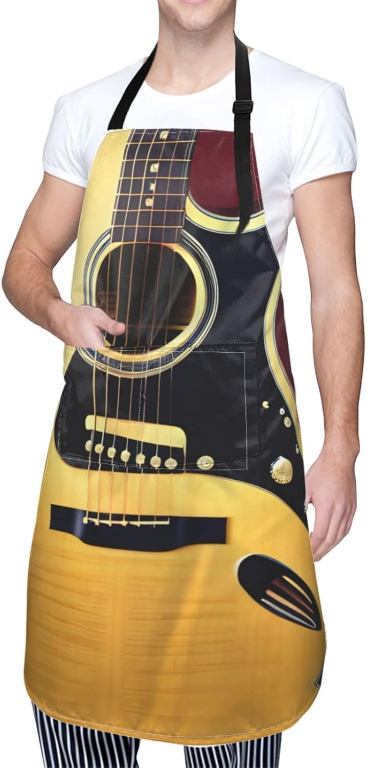 Note Guitar Print Laundry apron 28x33 In Waterproof Kitchen Apron with