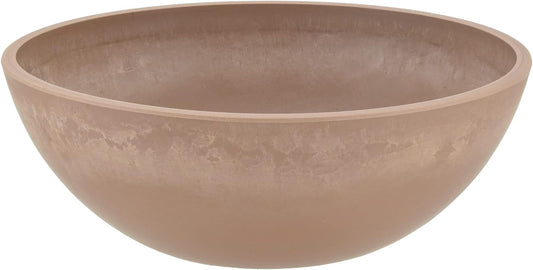 PSW Pot Collection M30TP 12-inch Plastic/Stone/Wood Composite Low Bowl Planter – No Drainage Hole (Drillable), Shallow Indoor/Outer Pot for Succulents, Bonsai, Fairy Gardens, Herbs, Taupe