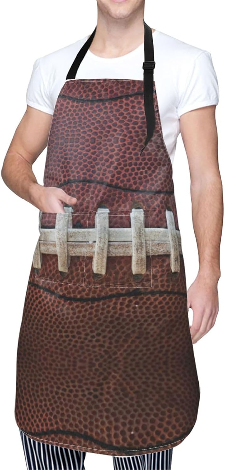 American Football Laces print Waterproof apron with pocket adjustable cooking apron for adult kitchen bibs to bake