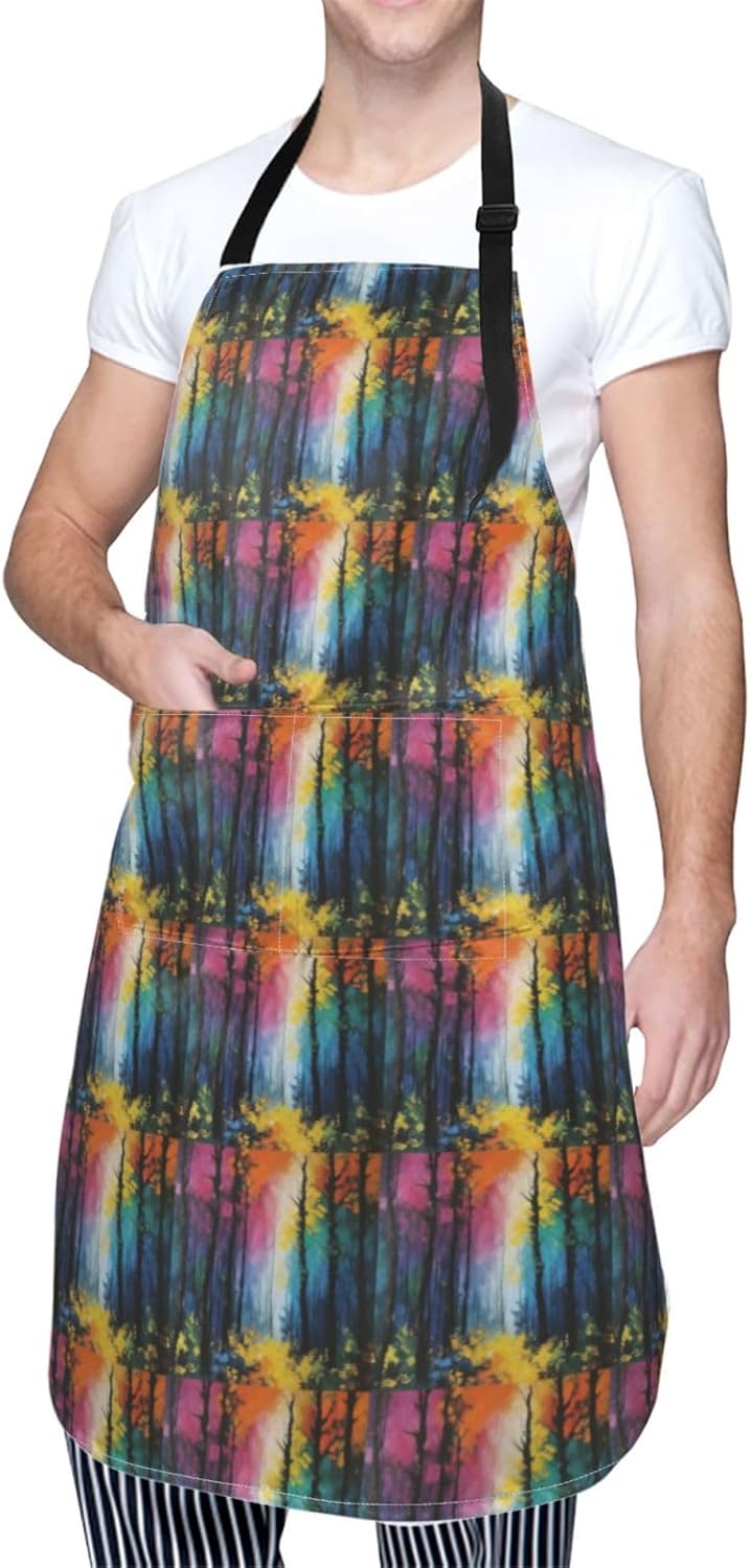 YANYU Tree Art Print 28x33 In Kitchen Apron Stylish Chef Apron with Po