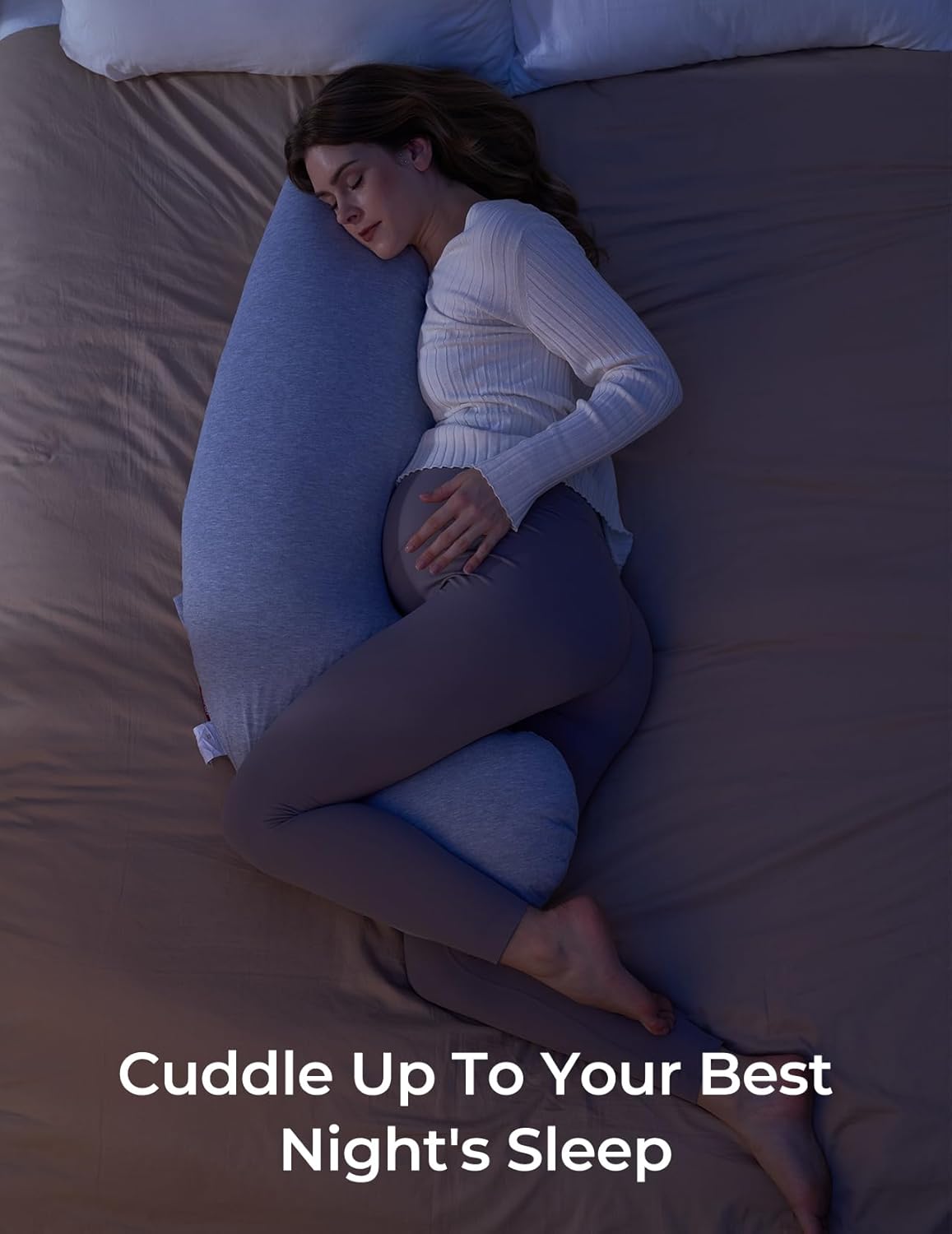 Momcozy Pregnancy Pillows for Side Sleeping, J Shaped Maternity Body P