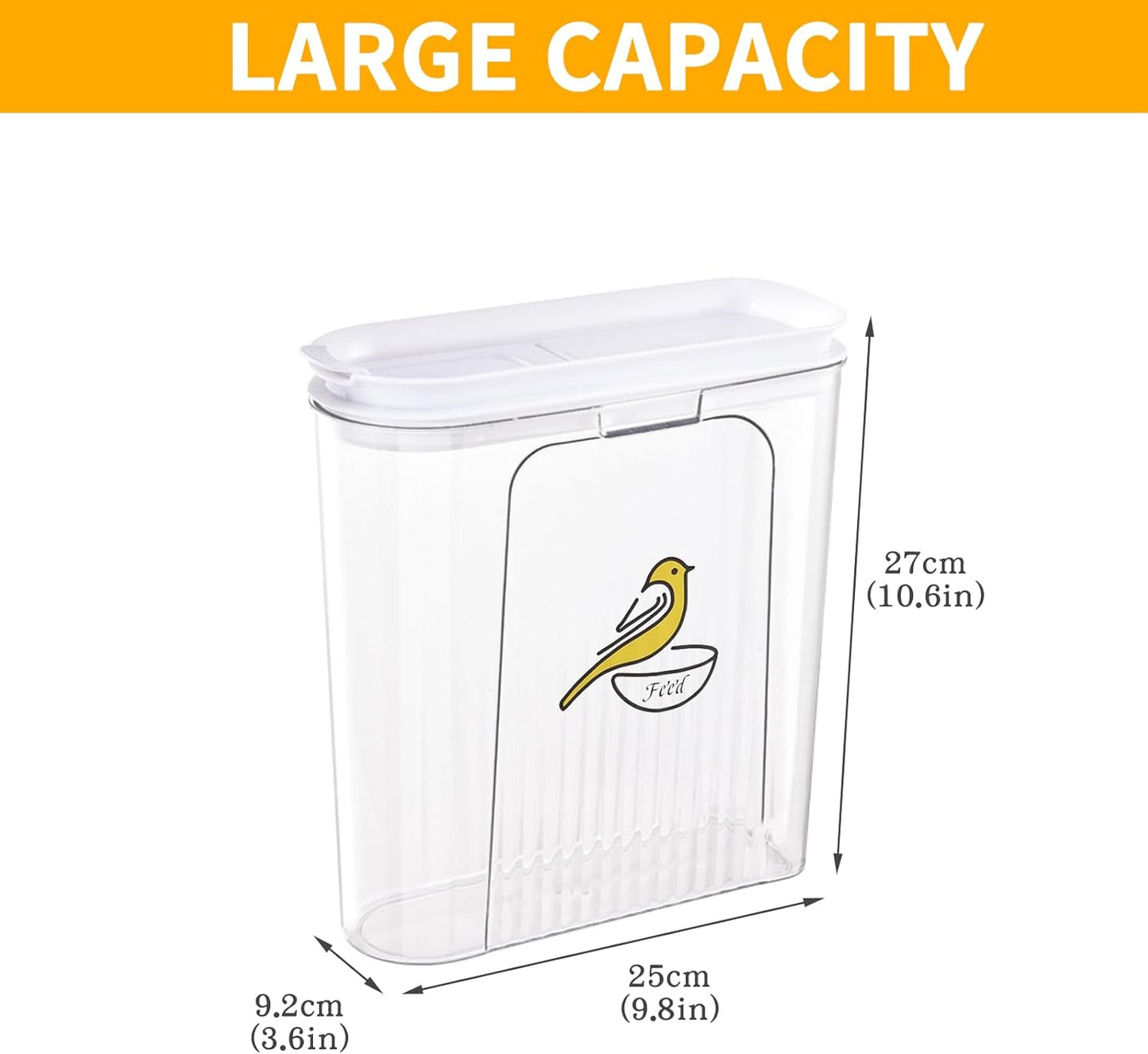 135 oz Pet Food Storage Containers-Airtight Bird Seed Storage Container with Easy Pour Spouts-Irregular Shape Wild Bird Seed Dispenser -BPA-Free Plastic for PetBirds Parakeets Finches Food Storage