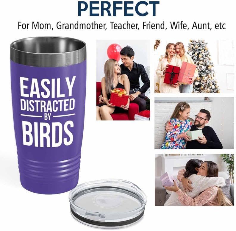 Birding Purple Edition Viking Tumbler 20oz - Distracted by birds - Bir
