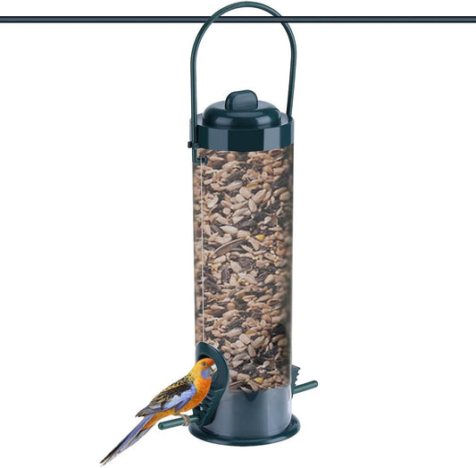 Plastic Transparent Hanging Wild Bird Feeder Seed Container Storage for Outdoor Garden