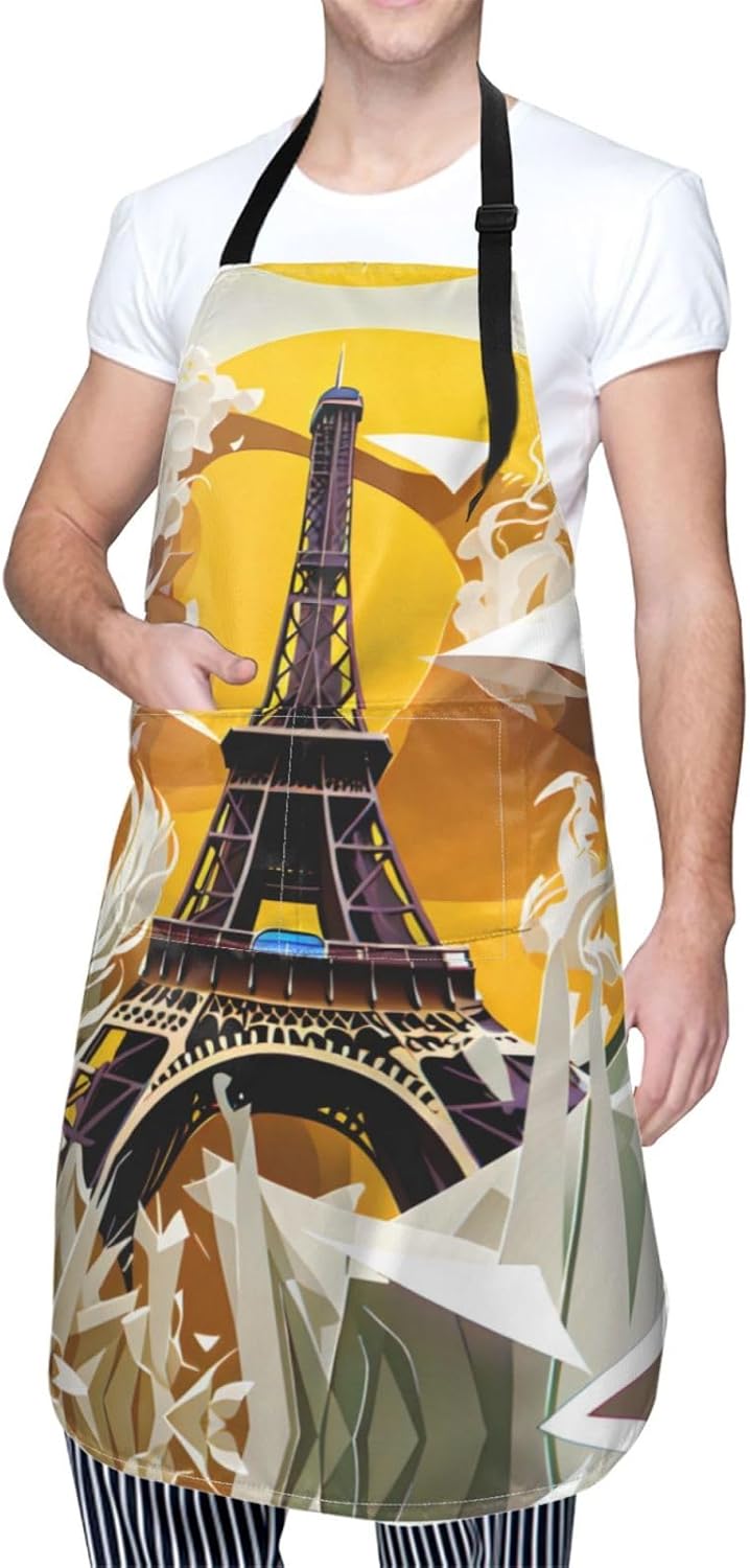 Paris Eiffel Tower print Waterproof chef's apron with pocket apron for