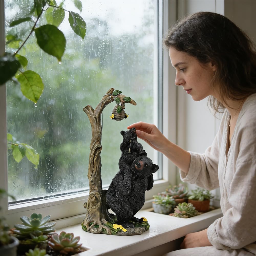 Retro Animal Statues, an Outdoor Fun Honeycomb Bear Solar lamp with a Unique Style, as a Distinctive Home Decoration Item, Placed in The Courtyard or Garden, with Lighting Function