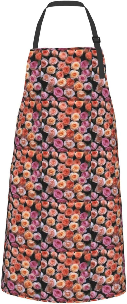YANYU Beautiful rose gift Print 28x33 In Kitchen Apron Stylish Chef Ap