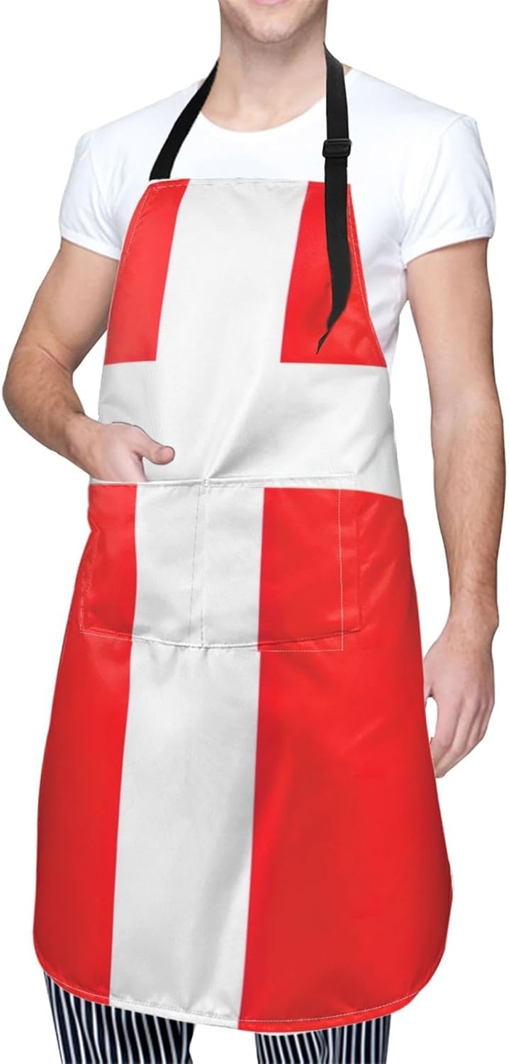 Denmark Danish Flag print Waterproof apron with pocket adjustable cook