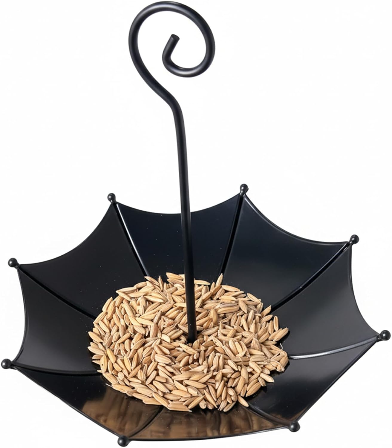 1PC Hanging Bird Feeder Tray Umbrella Shaped Hanging Bird Bath for Outside, Easy to Fill and Clean Crow Feeder for Garden Decor, Black.