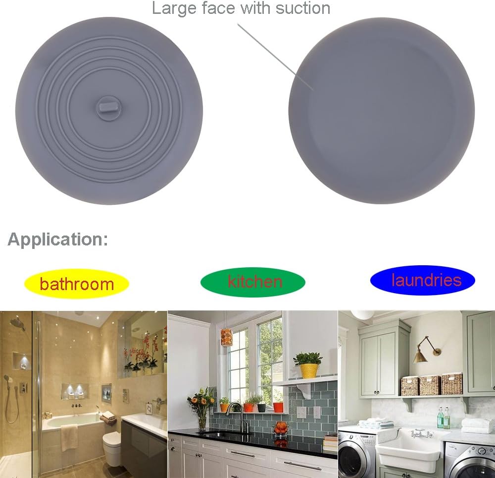 V-TOP Tub Stopper 2 Pack, 6 inches Large Silicone Drain Plug Hair Stop