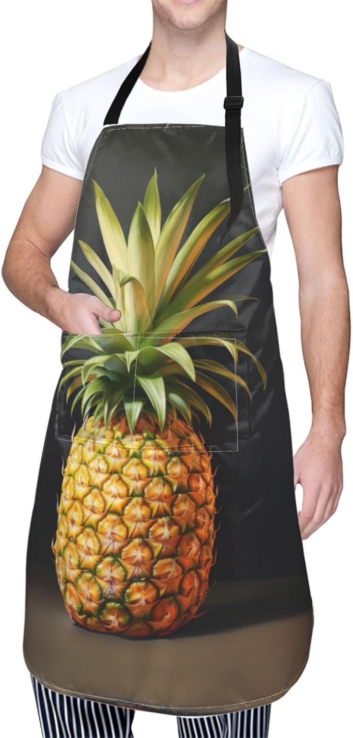 pineapple Painting print Waterproof chef's apron with pocket apron for kitchen cooking baking barbecue and gardening