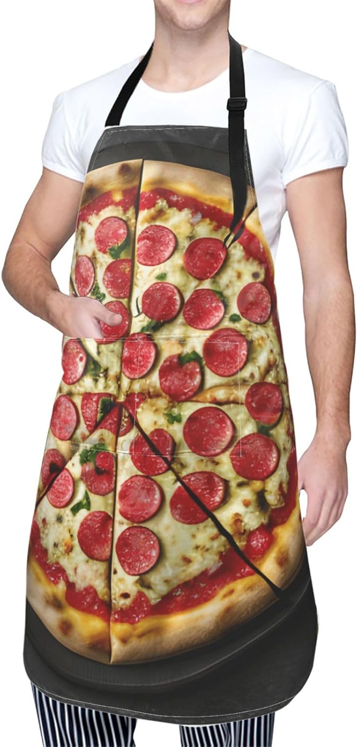 YANYU Large Pizza Print 28x33 In Kitchen Apron Stylish Chef Apron with Pockets for Cooking Baking Painting