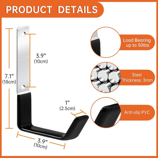 Heavy Duty Steel Hooks,Garage Storage Utility Hooks,Heavy Duty Tool Organizer,Steel Wall Mount Hook, Hose Hanger, Garage Garden Hooks (2)