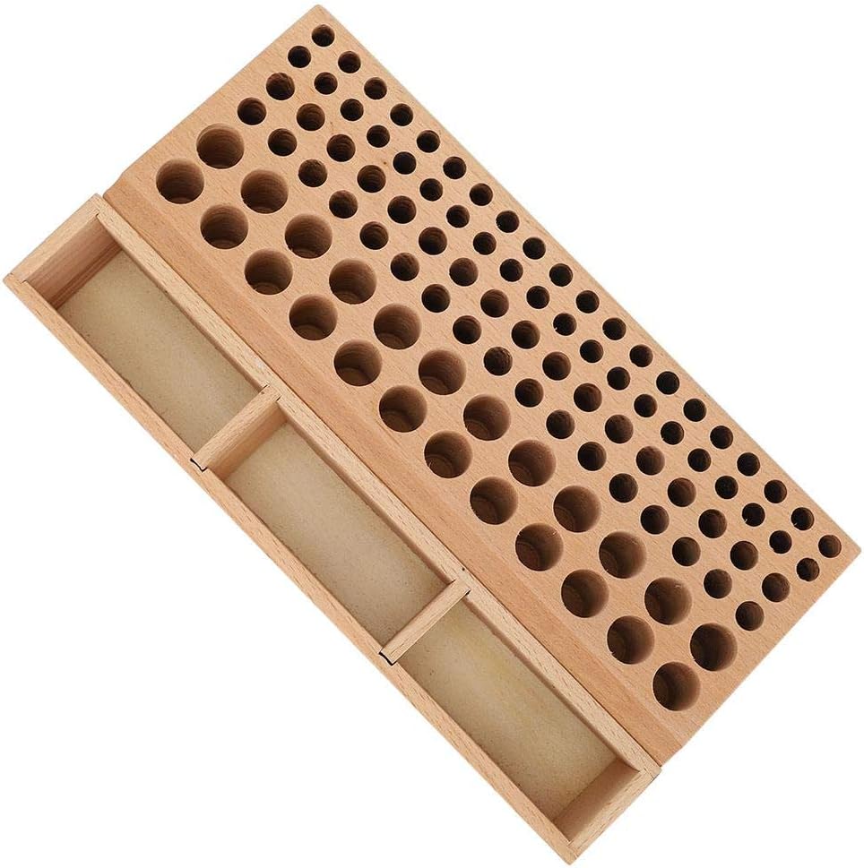 GLOGLOW Leather Tool Holder, 98 Holes Wooden Leather Tools Storage Box
