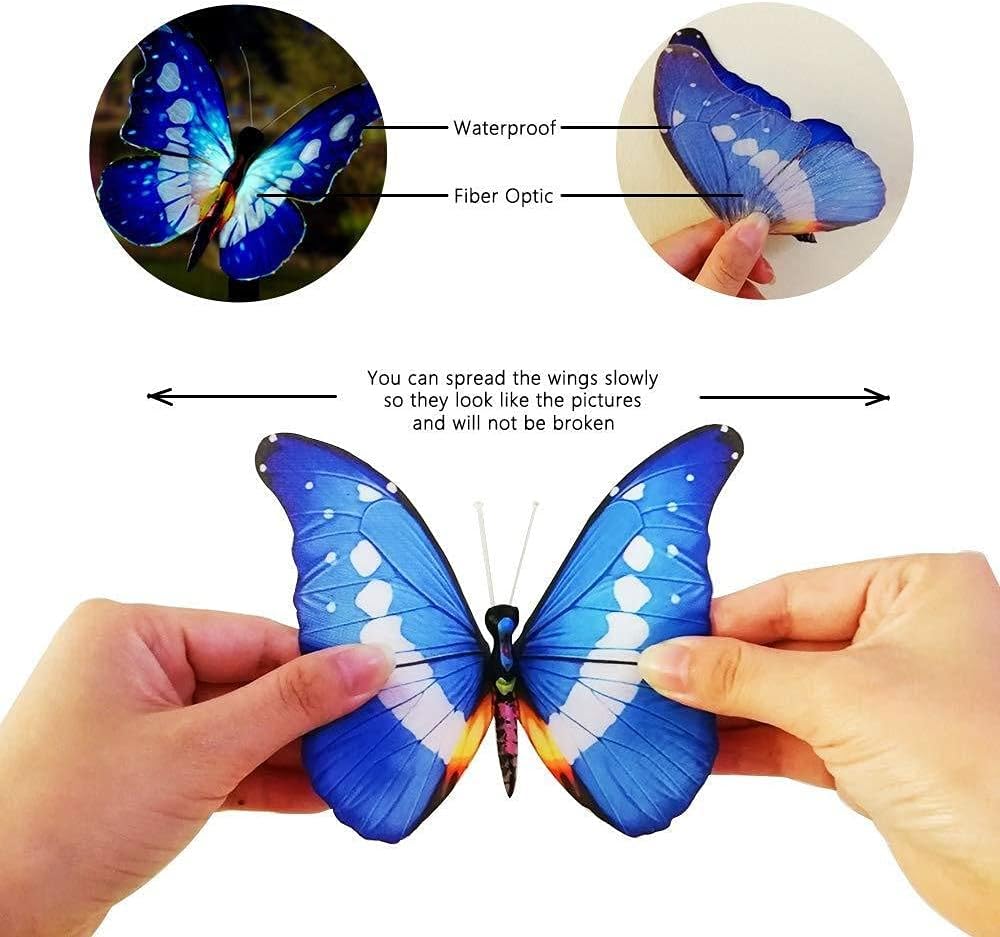 LED Fiber Optic Butterfly Light Outdoor Garden Lawn Landscape Decorative Light Solar Lights for Garden Decoration