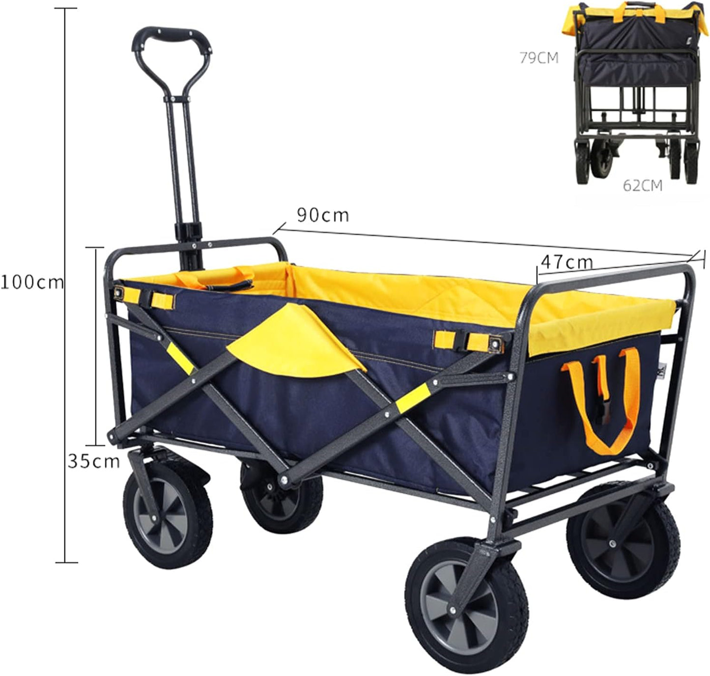 Foldable Outdoor Cart Rubber Wheels Heavy Duty Utility Wagon Camping P