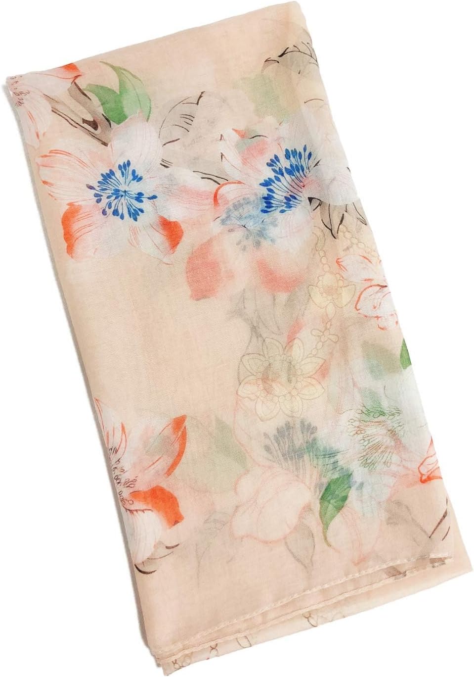 GERINLY Lightweight Scarves Fashion Flowers Print Women Cotton Wrap Sc