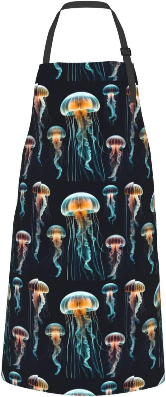 YANYU Jellyfish ocean Print 28x33 In Kitchen Apron Stylish Chef Apron