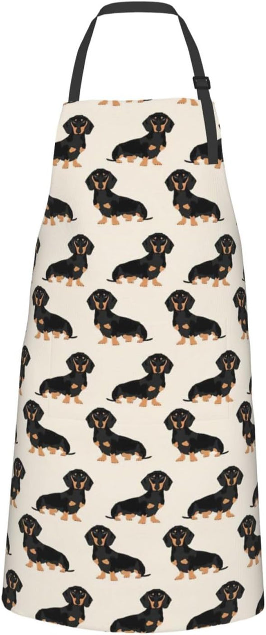 Dachshund Dog print Waterproof apron with pocket adjustable cooking apron for adult kitchen bibs to bake