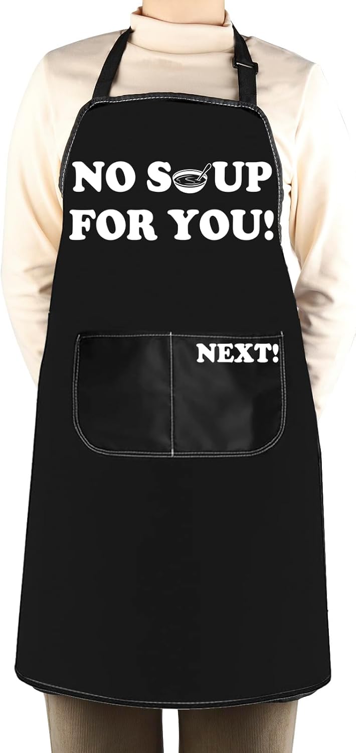 WCGXKO Chef Kitchen Apron No Soup for You Kitchen Cooking 90s TV Show Gift for Comedy Show Fans