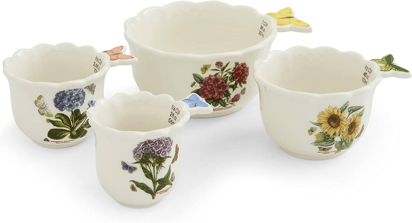 Portmeirion Botanic Garden Bouquet Collection | Set of 4 Measuring Cups | Measuring Cup Set with Assorted Floral Motifs | Made from Dolomite | Microwave Safe