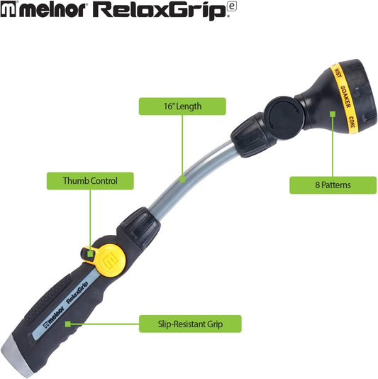 Melnor 65173AMZ RelaxGrip 8 Pattern 16" Pivoting Wand Bundle, Metal, B