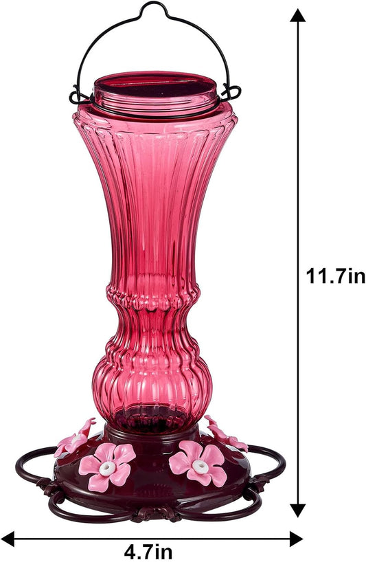 2 Pack Hummingbird Feeder for Outdoors Plastic Bee Proof Humming Bird Nectar Feeders with 5 Flower Feeding Ports Hanging for Outsides Garden Decor, 20 oz