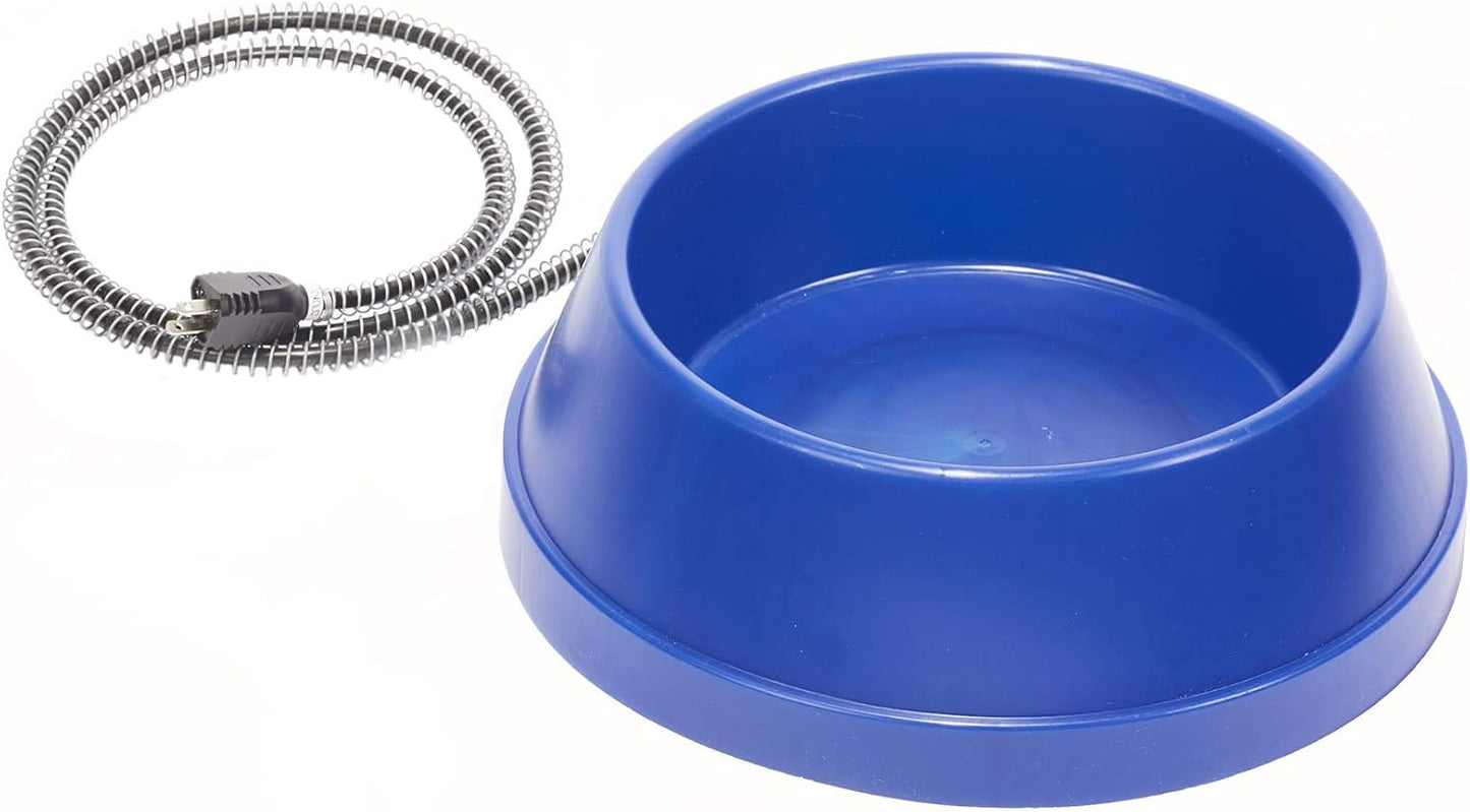 API® Heated Dog Bowl | No-Freeze Outdoor Plastic Thermal Heated Pet Water Bowl for Cats, Dogs, and Farm Animals | Made in USA (Blue, 5 Quart)