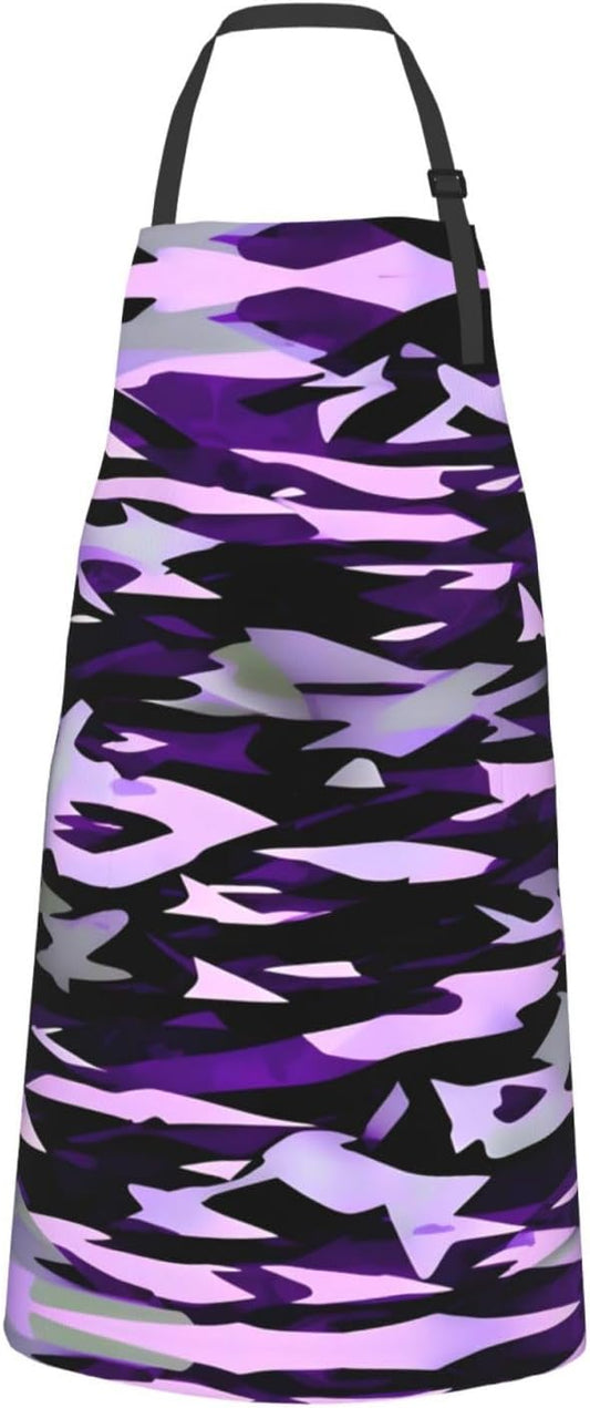 American Camouflage Purple print Waterproof chef's apron with pocket apron for kitchen cooking baking barbecue and gardening