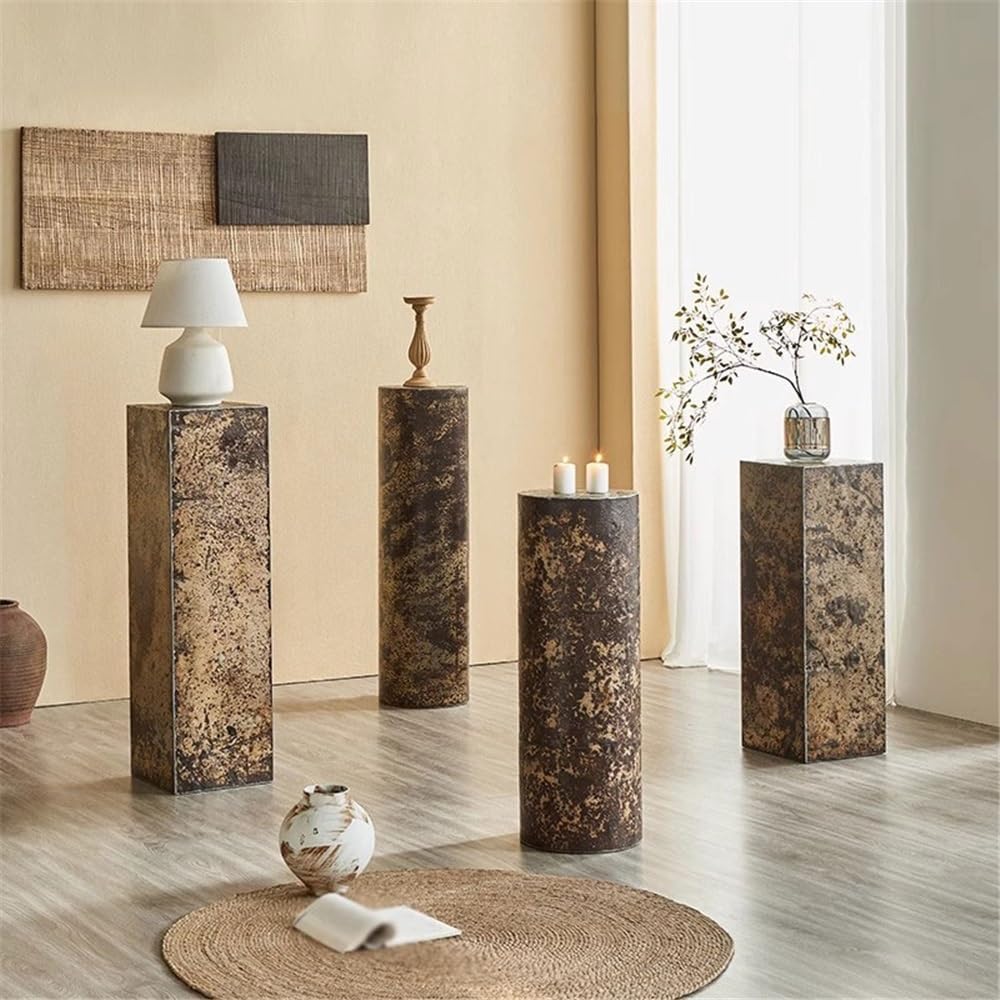 Oriental Vase Stand Metal Iron Skin Ornament Display Base, Vintage Distressed Living Room Flower Table Rack Vase Display Stand(Small)