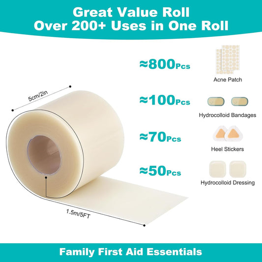 Hydrocolloid Roll for Wound Care, Hydrocolloid Bandages with Self-Adhe