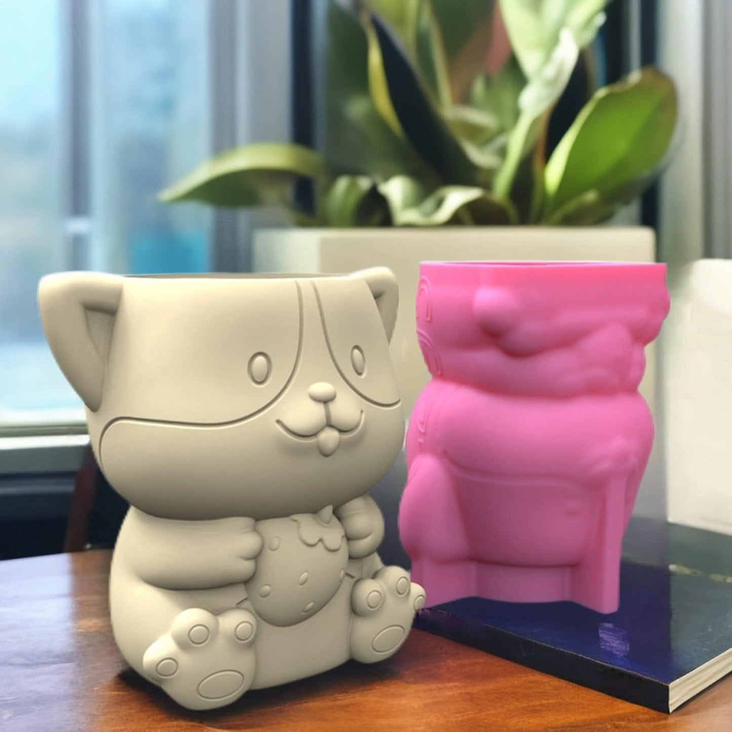 Little Dog Flower Pot Silicone Mold Concrete Candlestick Resin Planter Craft Casting Tool