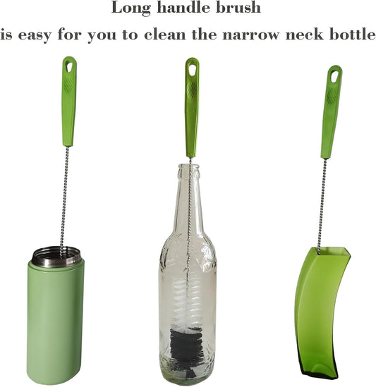 2 Pack 16" Water Bottle Brush for Cleaning, Dokpod Long Handle Bottle Cleaner Brush, Narrow Bottle Scrubber Brush, Hummingbird Feeder Cleaning Brushes, Cup Cleaner Brush, Meat Grinder Brush, for Pipe