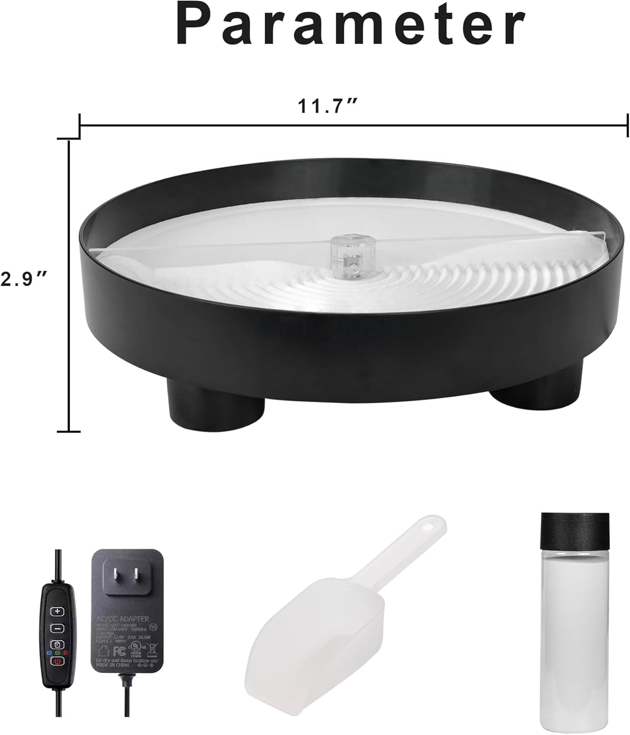 11.5" Automatic Garden Zen Self Rotating Sandscrape Tray, Mindfulness Meditation Stress Relied Therapy Sand Tray for Home Office Desk Decor
