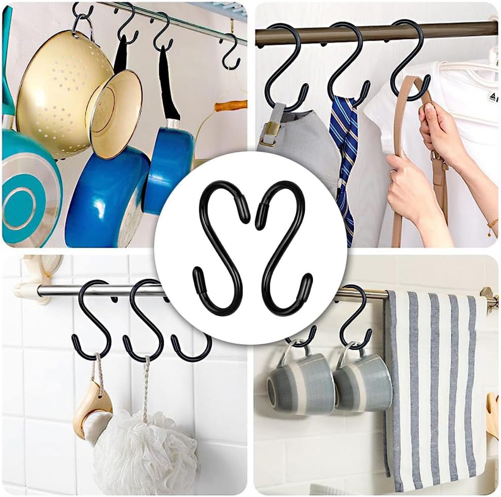 12 Pack 3-Inch Heavy Duty Vinyl Coated S Hooks for Hanging β Non-Slip,