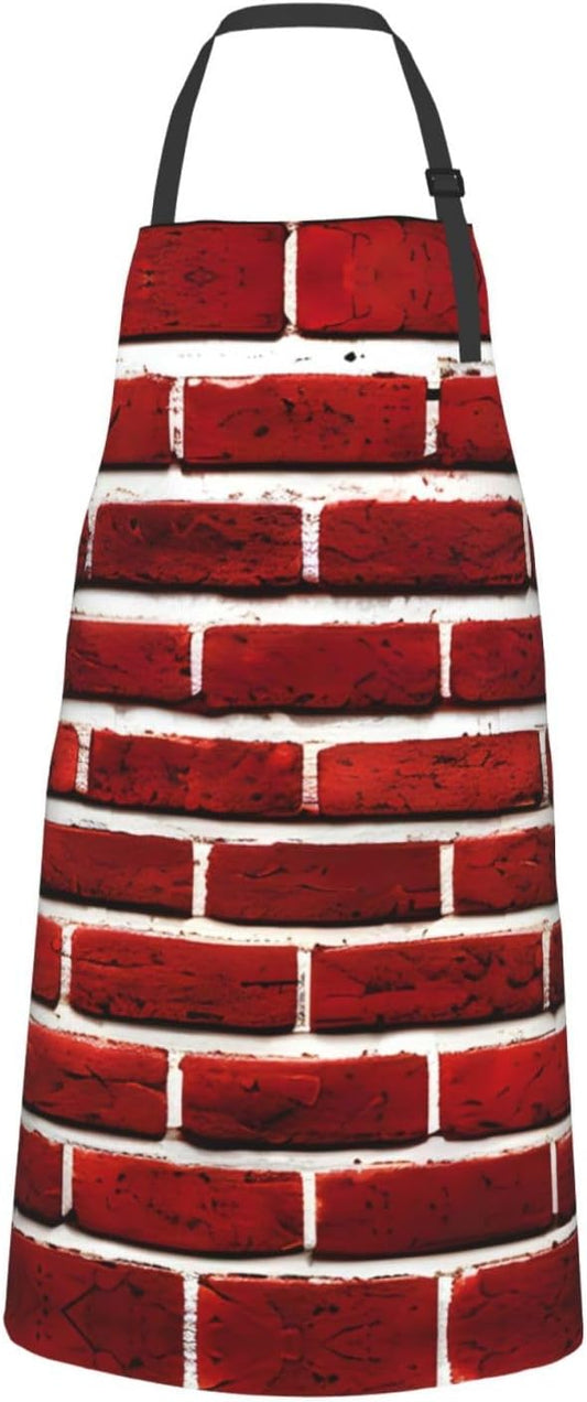 Brick Red Stone print Waterproof chef's apron with pocket apron for kitchen cooking baking barbecue and gardening