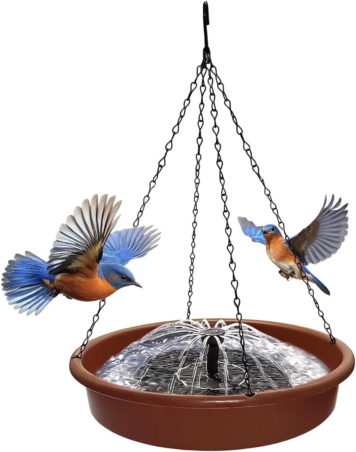 Bird Baths for Outdoors - Solar Round Tray, Park Landscaping Decor with Bird Feeder Stand, Aviary Bath and Feeding Station, Finch, Monk Birds Water and Food Access, Backyard, Garden, Courtyard